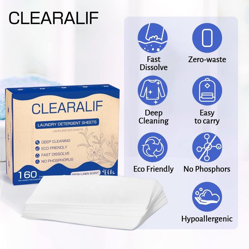 CLEARALIF Laundry Detergent Sheets （80sheets 160loads） - Scents: Lavender