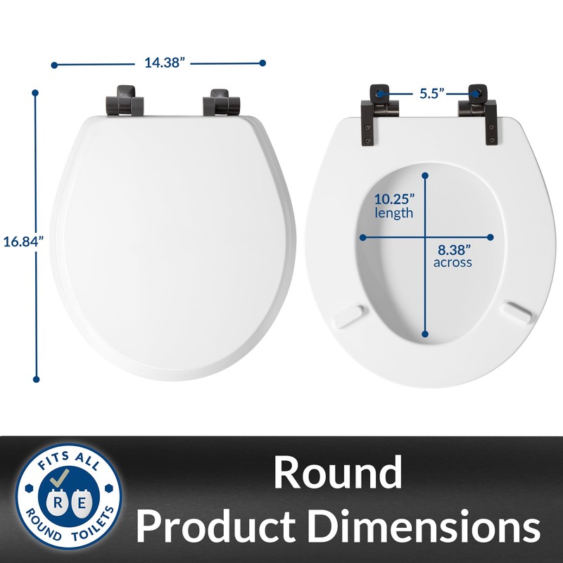 Mayfair Bennett Toilet Seat with Matte Black Hinges, Slow Close