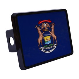 Michigan State Flag Trailer Hitch Cover Plug MI