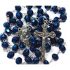 Nazareth Store Deep Blue Crystal Beads Rosary Catholic Necklace Holy
