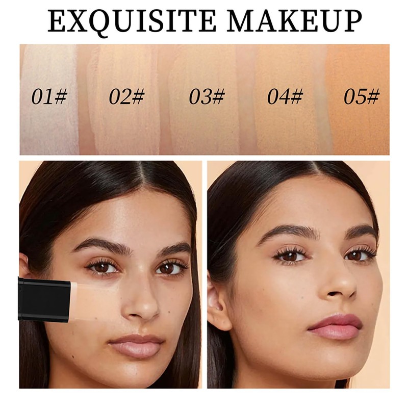 Dual-Ended Foundation & Concealer Stick with Built-in Brush, Long-Wear Matte