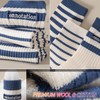 CHUNFO Womens Striped Ankle Socks Cute Letter Embroidered Athlete Navy