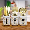 Faidely 3 Pieces Ceramic Utensil Holder with Wooden Tray for