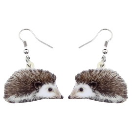 NEWEI Acrylic Hedgehog Earrings Drop Dangle Cute Animal Jewelry For Women Girls Teens Gift Accessories Charms (White)