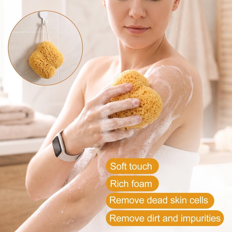 3 Pcs Sea Sponges for Shower, Natural Sea Sponge Loofah