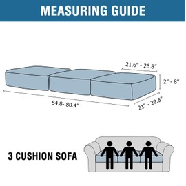 H.VERSAILTEX 100% Waterproof Sofa Covers for 3 Cushion Couch Super Stretch Couch Cushion Covers Teddy Fleece Couch Sofa Covers for Pets with Elastic Bottom(3-Piece Sofa Cushion Cover,Natural White)