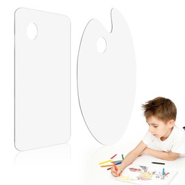 2 Pack 16 x 12 Inch Large Acrylic Paint Palette with Thumb Hole Clear Paint Pallet Easy Clean Nonstick for Oil Watercolor Craft DIY Art Painting