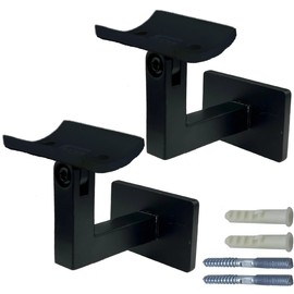 LANGLIER Handrail Brackets for Adjustable Staircase Stair Railing Brackets with Screws,Suitable for 2"(50.8mm) Diameter Round Pipe (Arc, Black)