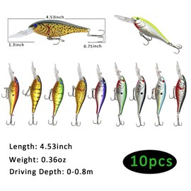 AGOOL Fishing Lures Hard Bait Minnow Crankbait Life-Like Swimbait Bass Fishing Bait Set with 3D Fishing Eyes, Strong Treble Hooks for VIB Sinking Lures Bass Trout Walleye Redfish