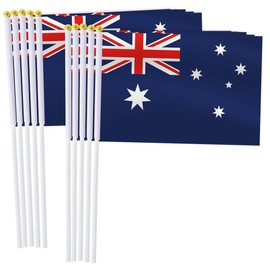 Australia Handheld Small Flag Set,10 PCS 5×8 Inch Mini Australian Hand Held Banner,Tiny Digital Printed Polyester Banner