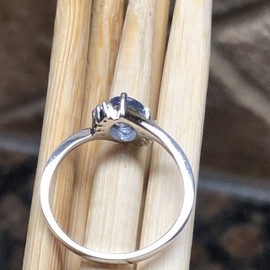 Genuine Blue Tanzanite, White Topaz 925 Solid Sterling Silver Engagement Ring Size 6.75, 7, 7.75, 8, 8.75, 9