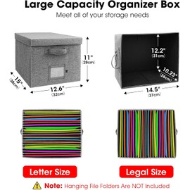 Caja Organizador de archivos con tapa, Onylin organizador de documentos con asa plegable para carpetas de archivo tipo carta/legal, 38 x 32 x 28 cm (1 Pcs, Gris)