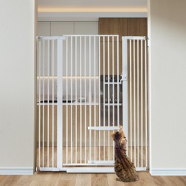 55.1" Extra Tall Pet Gate, 29.5-43" Wide with Adjustable Cat Door