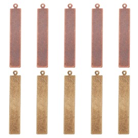 PH PandaHall 40pcs 2 Colors Brass Engraving Blanks, 1.6 x 0.2 Inch Rectangle Blank Stamping Tag Pendants Charms for Bracelet Necklace Pendant Jewelry DIY Craft Making, Antique Bronze/Red Copper