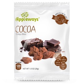 Appleways Whole Grain Cocoa Crispy Bites, All-Natural Individually Wrapped Crispy Chocolate Dark Cocoa Mini Bites, Made in USA, 108 Count, 1.0 Oz