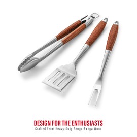Heavy-Duty ​Panga-Panga​ BBQ Grilling Tools Set. Extra Thick Stainless Steel Multi-Function Spatula, Fork & Tongs | Essential Accessories for Barbecue & Grill. Ideal Gift for Father