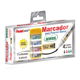 Marcador para Pizarrón Blanco Caja con 04 piezas Color MIX Incluye Borrador-MW86-4ER