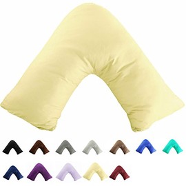 TAOSON 100% Cotton 300 Thread Count Soild Envelope Style V Shaped/Tri/Boomerang Standard Pillow Case Cushion Cover Only Cover No Insert (Ivory Yellow)