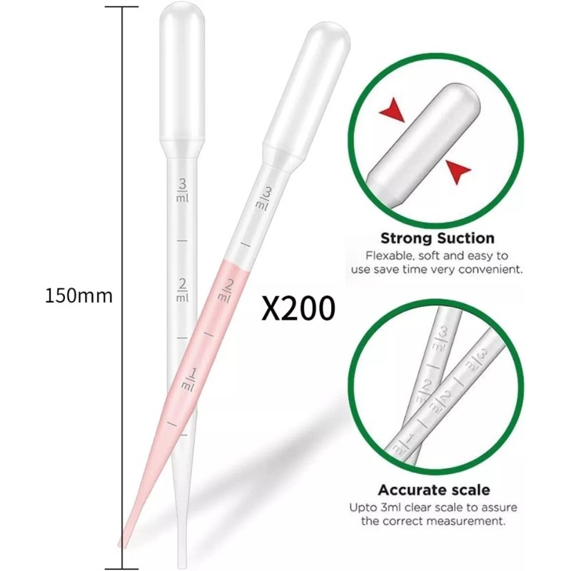 RAMCHAVA Pipetas Gotero Plásticas Transferencia Desechable 3ml 400pza