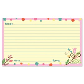 Spring's Splendor Kitchen Recipe Cards, 3x5 Inch, Set of 50 uncoated blank recipe cards, Large Index Card Fits Standard Recipe Box, Single-Sided