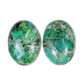 Nupuyai 2 Pieces Cabochon Gemstones for Jewellery Making Flat Back Oval Stone for Charms DIY 18x25mm