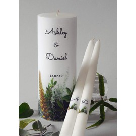 Green Foliage Wedding Unity Candles