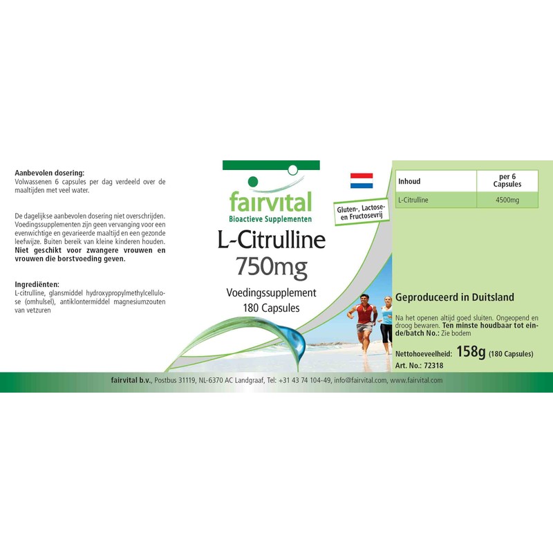 Fairvital L-Citrulline Capsules 750 mg – High Dose – Vegan