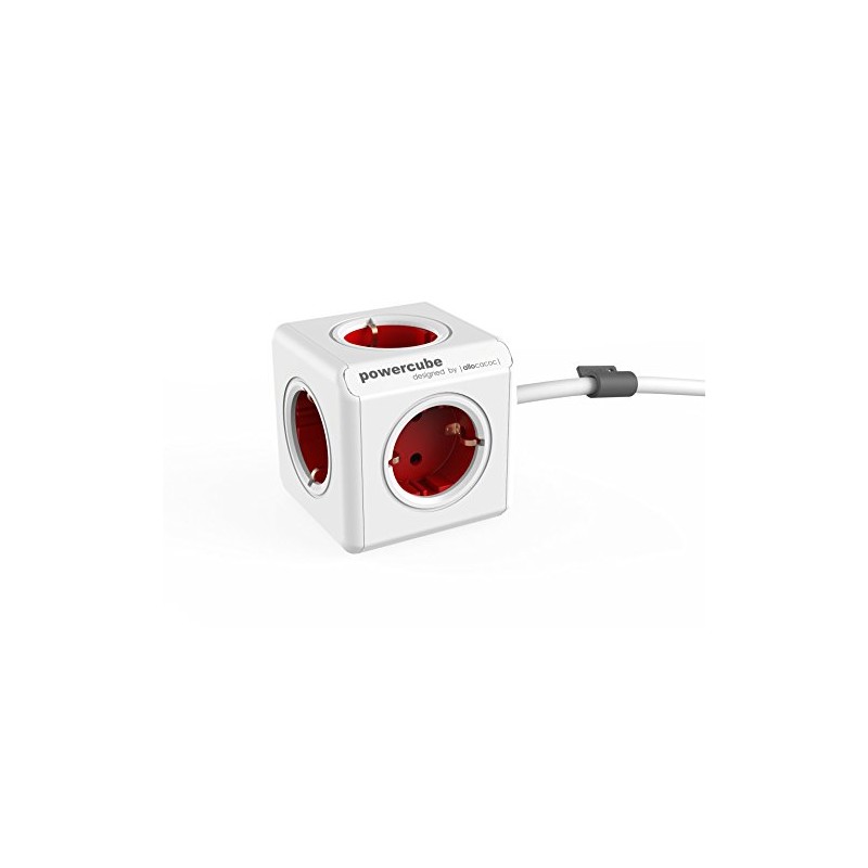 Power Cube Extended EU Red, Socket Cube with 5 Sockets,