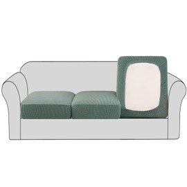 H.VERSAILTEX High Stretch Individual Seat Cushion Covers Sofa Slipcovers Couch Cushion Covers Sofa Covers Featuring Jacquard Textured Twill Fabric (3 Pack for 3 Cushion Sofa, Sage)