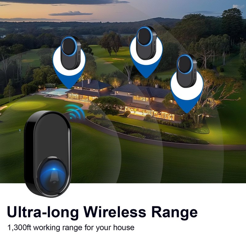 Wireless Doorbell - PHYSEN Waterproof Doorbell Chime Kits 2 receivers