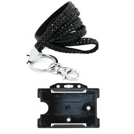 New Black Bling Diamante Rhinestone Sparkly Lanyards with Black ID Card Holder Bling Lanyards, Diamante Lanyard, Sparkly Lanyard PCL Media ltd