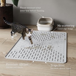 OHMO Cat Litter Mat Trapping Mat Premium Silicone 37.5x25.2"，Pink, Waterproof and BPA Free Kitty Litter Box Mat, Easy to Clean and Keeps The Floor Tidy