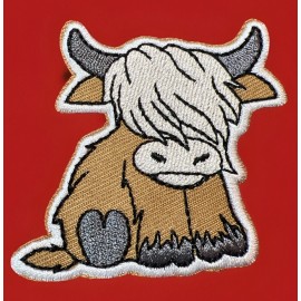 Texas Time Pickers LLC CUTE  HIGHLAND COW Scottish Saltire Scotland QUALITY Embroidered Iron On Patch