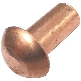 AERZETIX - C48036 - Set of 10 copper rivets diameter 5 x 10 mm with semi-circular head - dome rivets - full rivet/insertion rivets - DIN 660