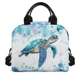 Showudesigns Sea Turtle Lunch Bags for Girls 10-12 12-14 Kids Insulated Lunch Box Reusable Lunch Tote Bag with Handles Middle School Lunchbox Containers Hippie Thermal Meal Tote Kit