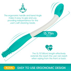 Butt Wiper Tool Wiper,15.75"Extra Long Toilet Assistance for Elderly,Disabled,Fat People,Pregnant,Easily Grips Toilet Paper or Wet Wipes Without Falling Out,Highly Practical Easy to Use with 2 Hooks