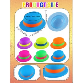 SGBETTER 24 Pcs Plastic Bowler Hats Neon Bowler Derby Hat Colorful Party Hats Bulk for Adult Kids Birthday Carnival Happy New Year Parties, 6 Colors