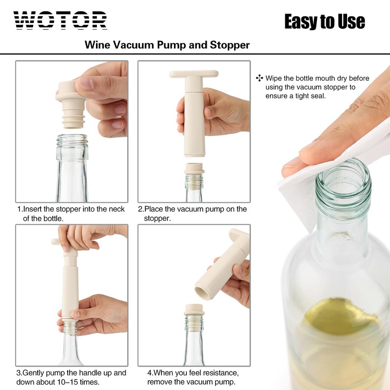 WOTOR Wine Stoppers Vacuum, Wine Saver, Wine Pump Vacuum Stoppers,