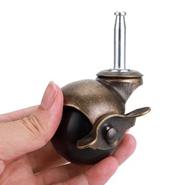 Skelang 2" Ball Caster, Grip Neck Stem Caster with Brake and Sockets, Vintage Antique Swivel Caster Wheel for Furniture, Ottoman, Cabinet, Coffee Table, Pack of 4 (Stem Mounting 5/16" × 1-1/2")