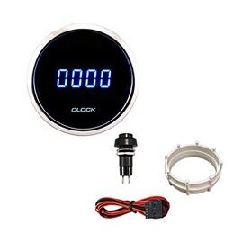 PA LED Auto Digital Clock Gauge Blue Back Light 24 hr for Car Interior Dash 52mm 2 1/16"(12 Volt DC)