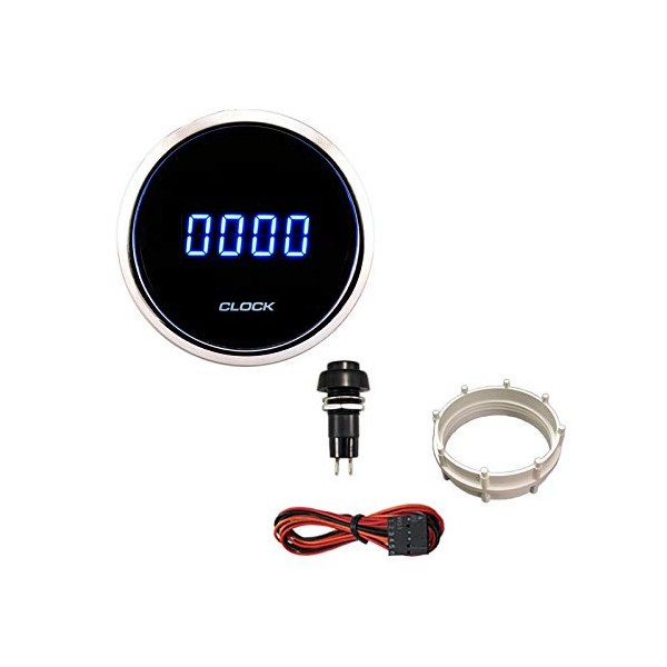 PA LED Auto Digital Clock Gauge Blue Back Light 24