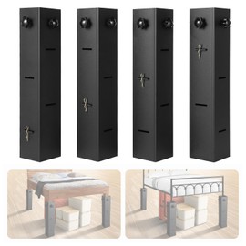 IRONWALLS 4-Pack Metal Bed Riser for Dorm Room, 3.15” Diameter Square Bed Frame Risers Adjustable Furniture Risers Lift to 11”, 8”, 5”, 3” Height, College Dorm Bed Lifting Kit Hold Up to 9000LBS
