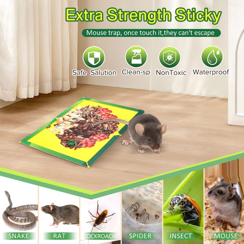 Qualirey 12 Pack Sticky Mouse Traps, Extra Large Glue Boards
