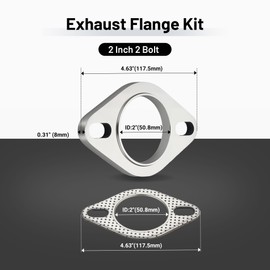EVIL ENERGY 2 Inch 2 Bolt Exhaust Flange Connection Kit, Stainless Steel Exhaust Flange and Gasket Set, Exhaust Flanges with Flange Edge for Easier Welding, 1 PC