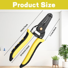 10-22 AWG Multi Gauge 7" Precise Wire Strippers, Cable Stripper Tool, Safety Lock Cable Stripper Tool, Professional Handle Design Wire Strippers Electrical for Cutting and Stripping Most Wiring