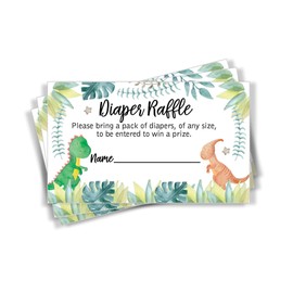 50 Dinosaur Diaper Raffle Tickets Diaper Raffle Ticket Lottery Insert Cards Baby Shower Invitations, Supplies and Games for Baby Reveal Party, Gender Neutral Bring a Pack of Diapers