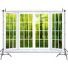 8 x 6 ft Spring Greenery Window Scenery Backdrop Green