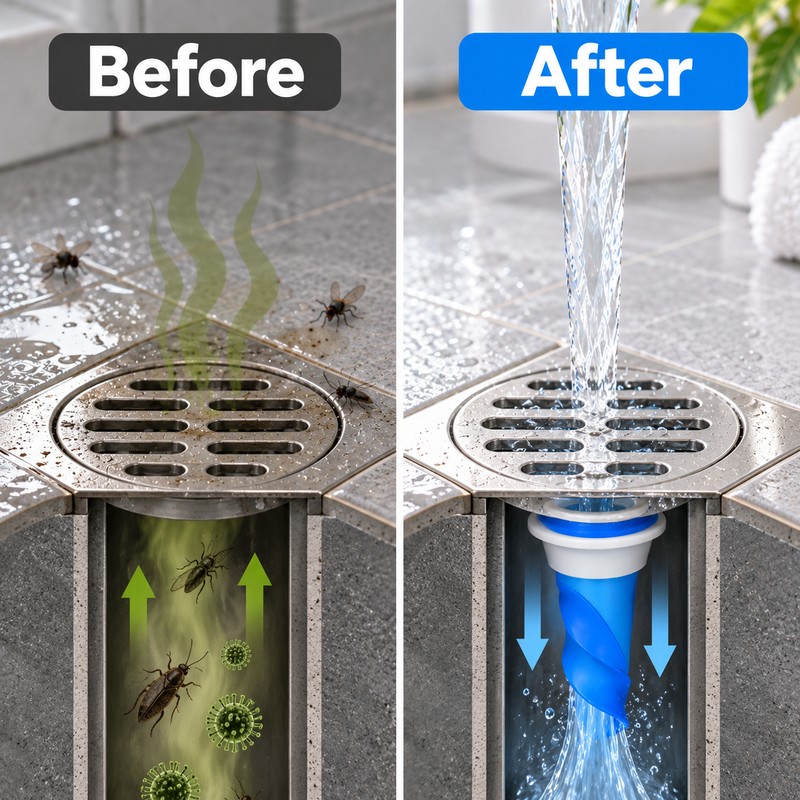 6-Piece Adjustable Silicone Floor Drain Trap – One-Way Backflow Preventer