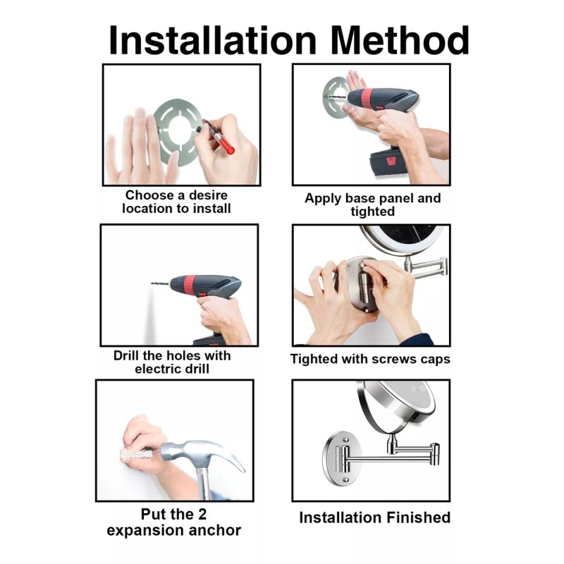 Eamoil Espejo Maquillaje Tocador Con Luz Recargable Aumento 1x/10x