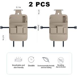 XDV Car Seat Organizers,Multi-functional Back Seat Protectors, Storage Pouches, and Tray Holders (for Cars, Kids, Seat Back and Rear Seats) (Woven Beige, 2 Pcs)